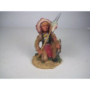 Native American Feather Headdress Spear 6 in Resin Figure Statue CHIP
